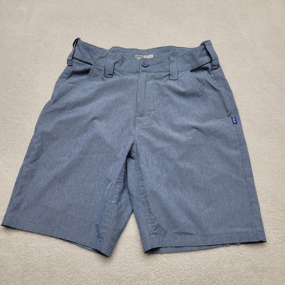 Huk Fishing Shorts Mens Small Blue 8" Stretch Quick Dry Pockets Breathable
